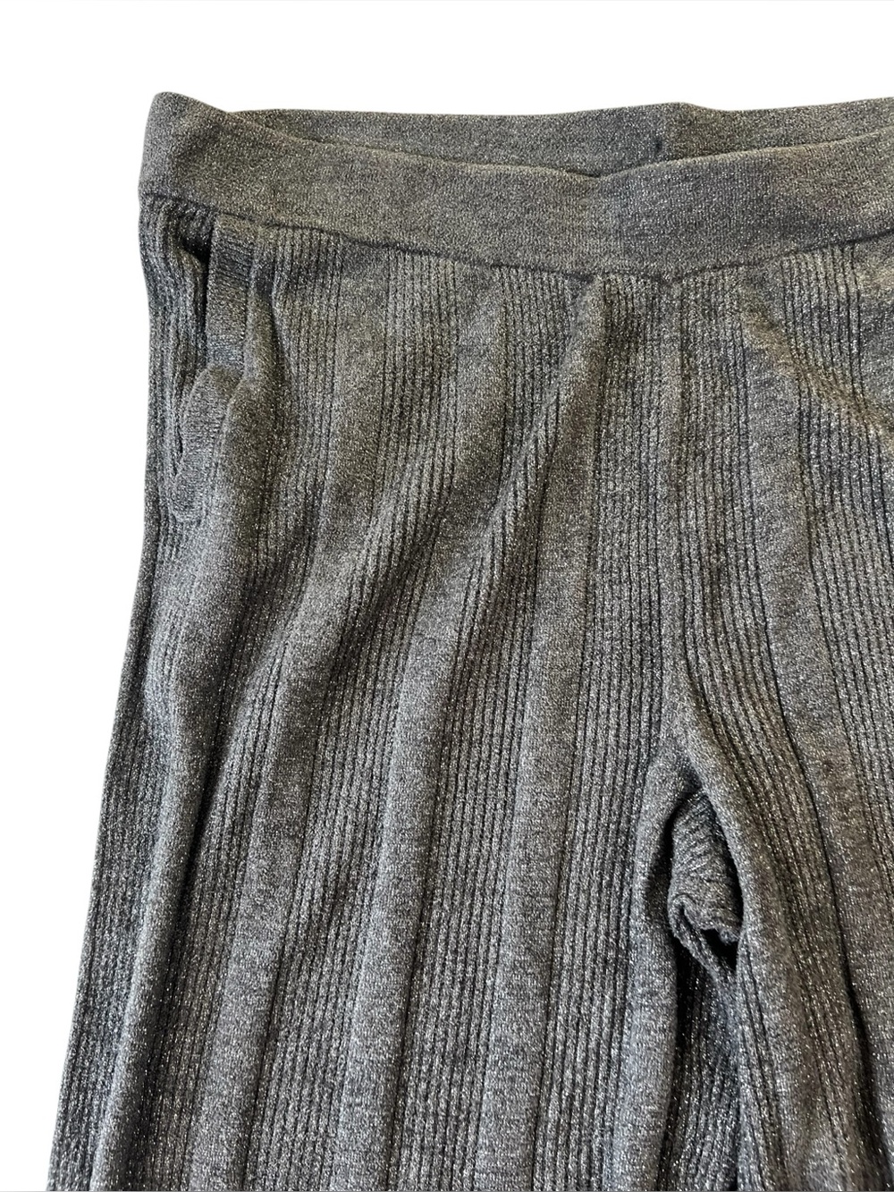 Barefoot Dreams CozyChic Ultra Lite Lurex Rib Wide Leg Pant Carbon Gray 1X - Picture 8 of 14